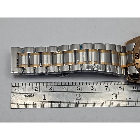 Glenaw Automatic Open Heart Two Tone Stainless Steel 45mm 3ATM Watch Day Date WR - Picture 10 of 11